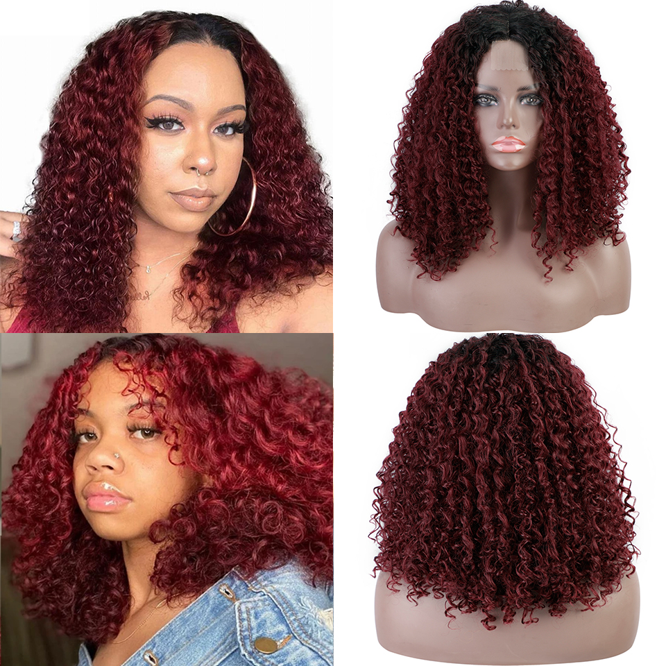 Vínová kudrnatá paruka Sophie se síťkou (lace front)