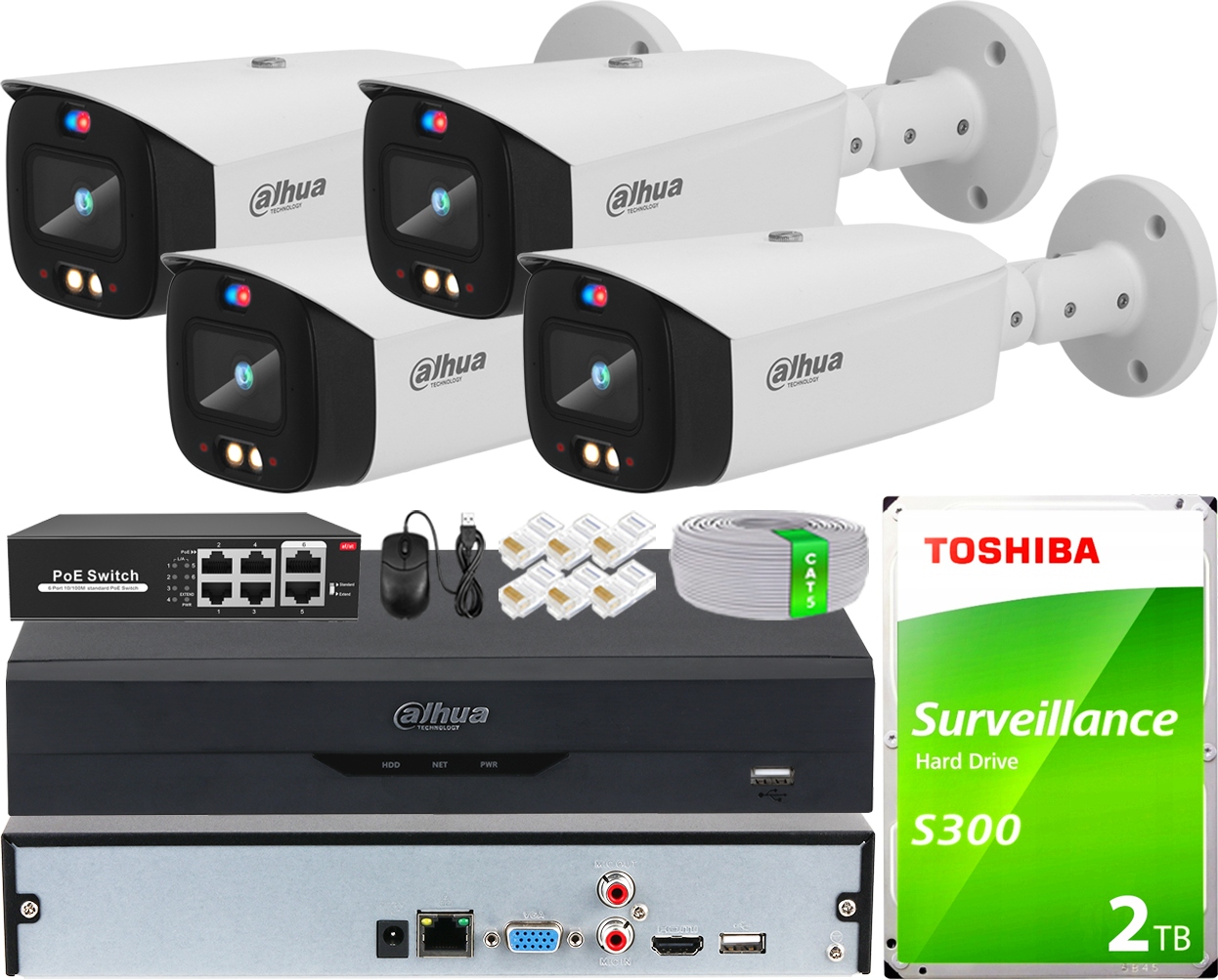 Monitorovanie Ip Sada Dahua 4 kamery 5Mpx TiOC PoE Odpudzovanie Led Siréna