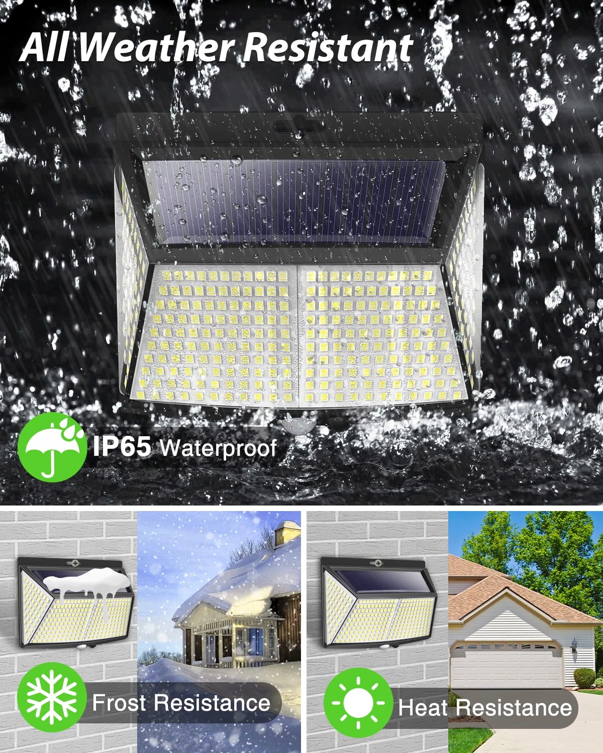 Lampy Solarne Ogrodowe Z Czujnikiem Ruchu Ciepła Białe 308 LED IP65 LOTMOS — miniatura 6