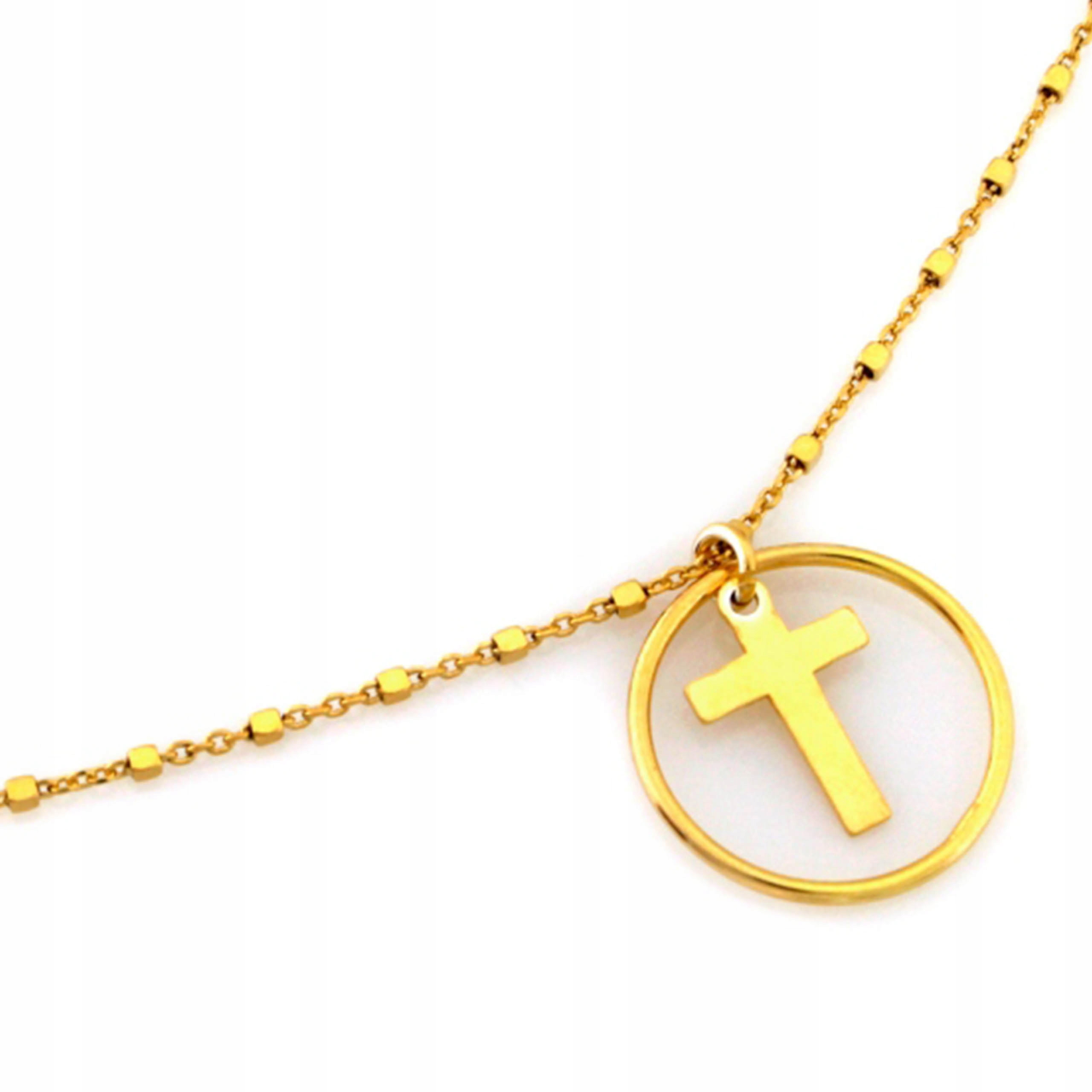 Stříbrný pozlacený náhrdelník 925 Křížek V Kroužku 3, s přívěskem, módní vzor