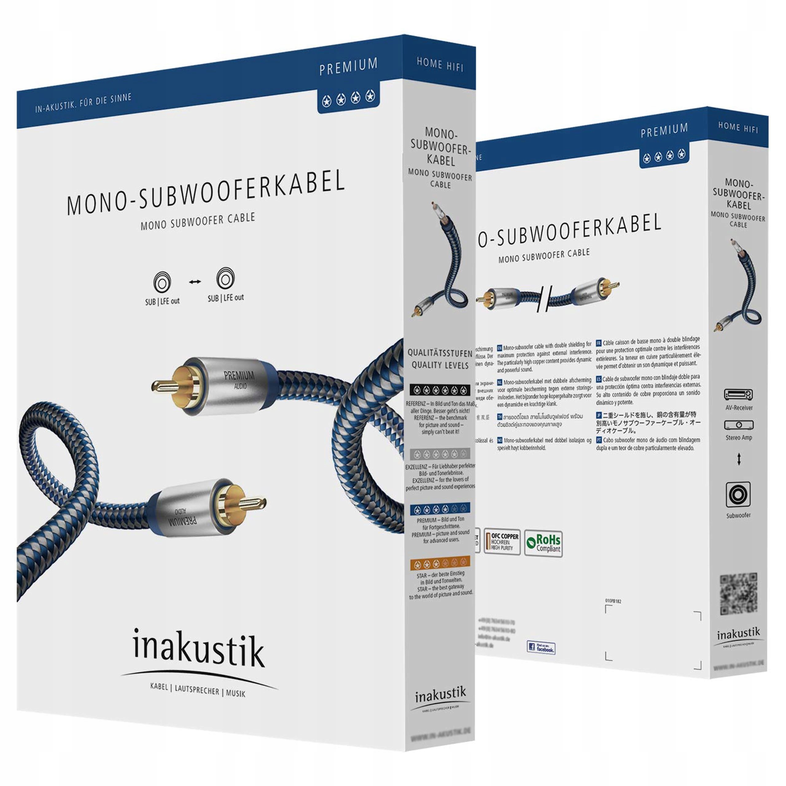 KABEL DO SUBWOOFERA IN-AKUSTIK PREMIUM MONO SUB 2m Stan opakowania oryginalne