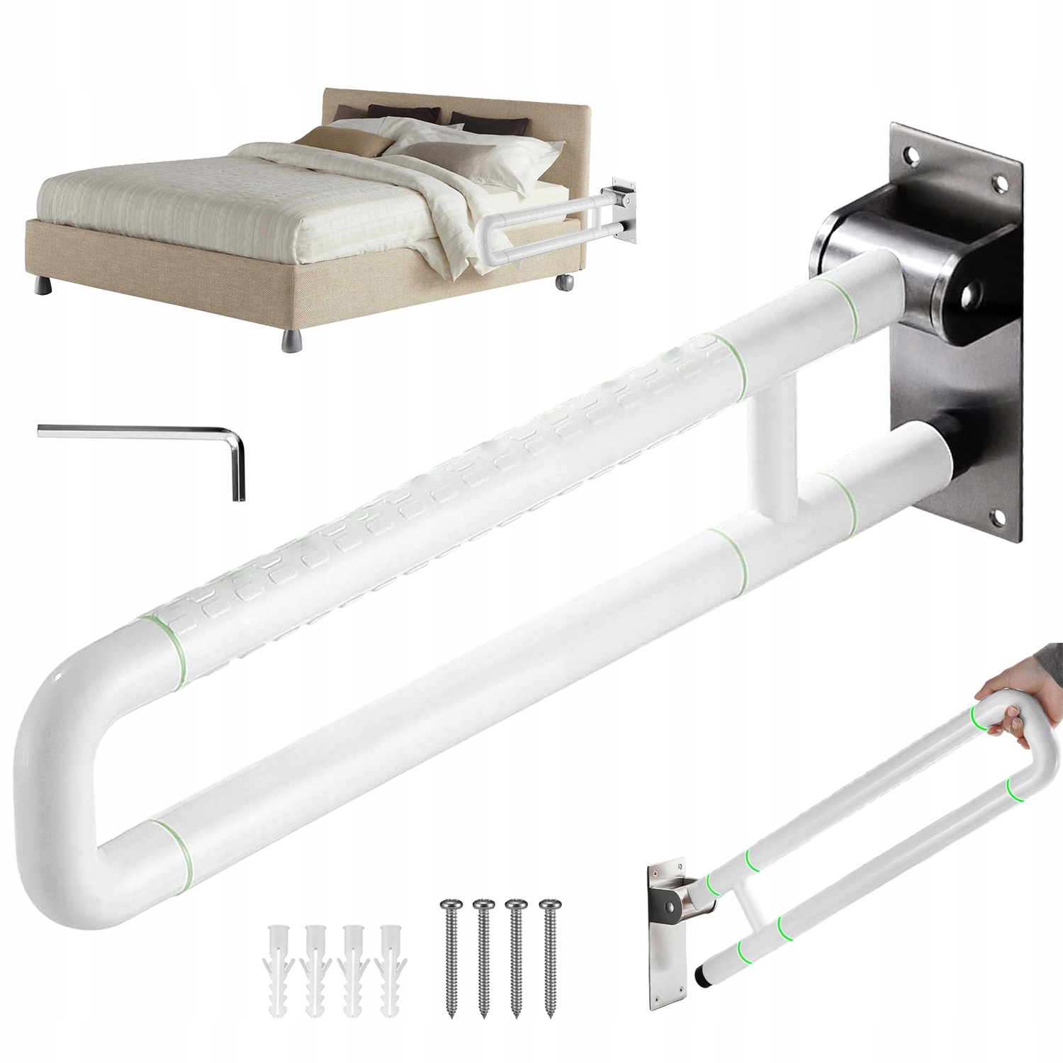 Poręcz Uchwyt Łazienkowy Wc Toaleta Uchylny Składany 90° Dla Seniorów