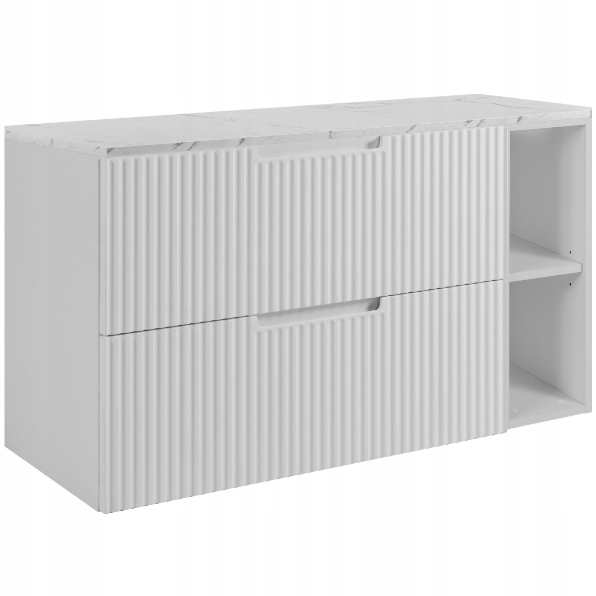 Koupelnová skříňka pod umyvadlo 100 bílá Rýhovaná Přední Deska Mramor