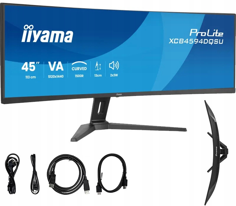 Monitor iiyama ProLite XCB4594DQSU-B1 45 329 Zakrzywiony DualQHD Va Led,