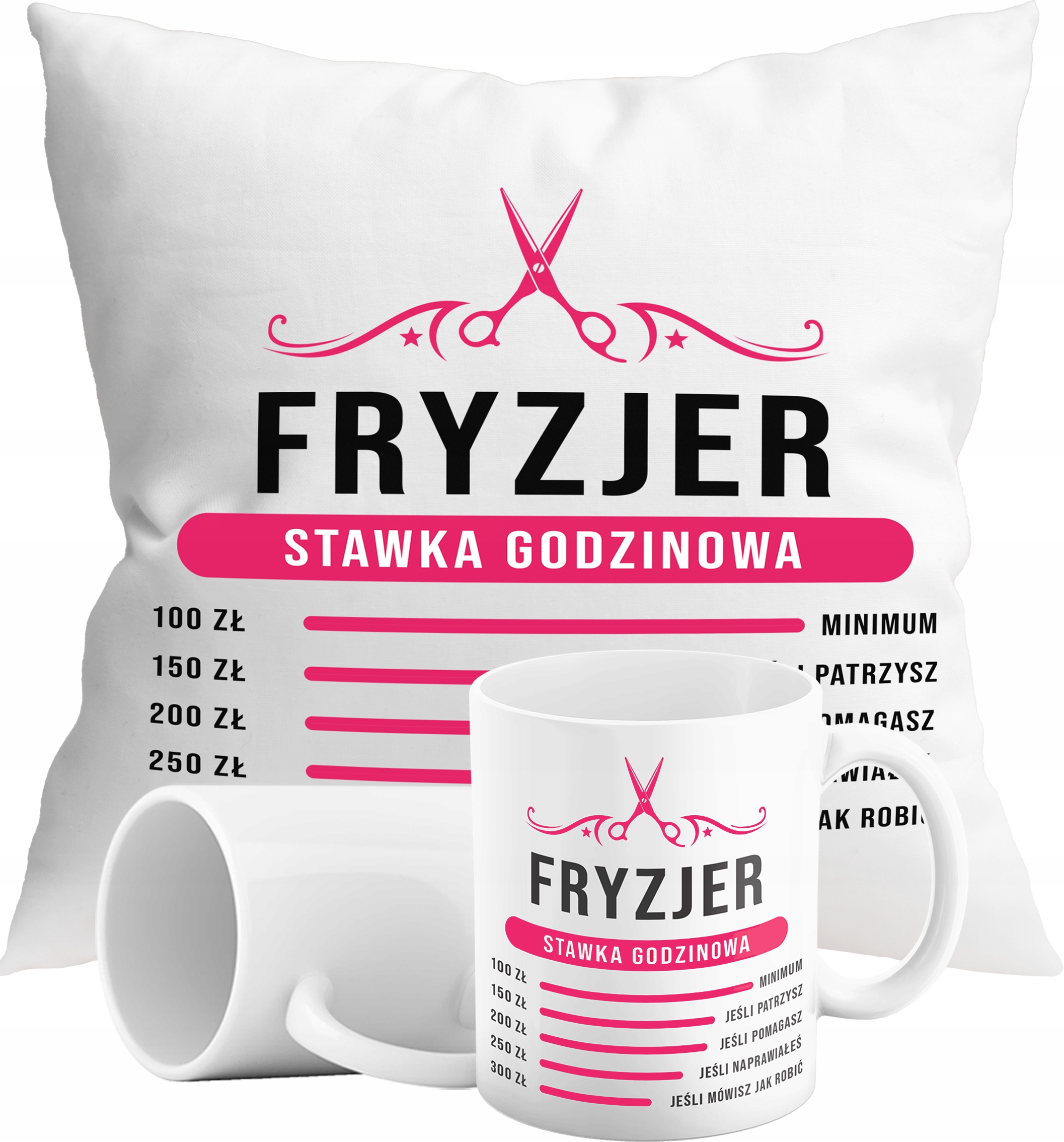 

Zestaw Kubek+poduszka Fryzjer Stawka Parodia