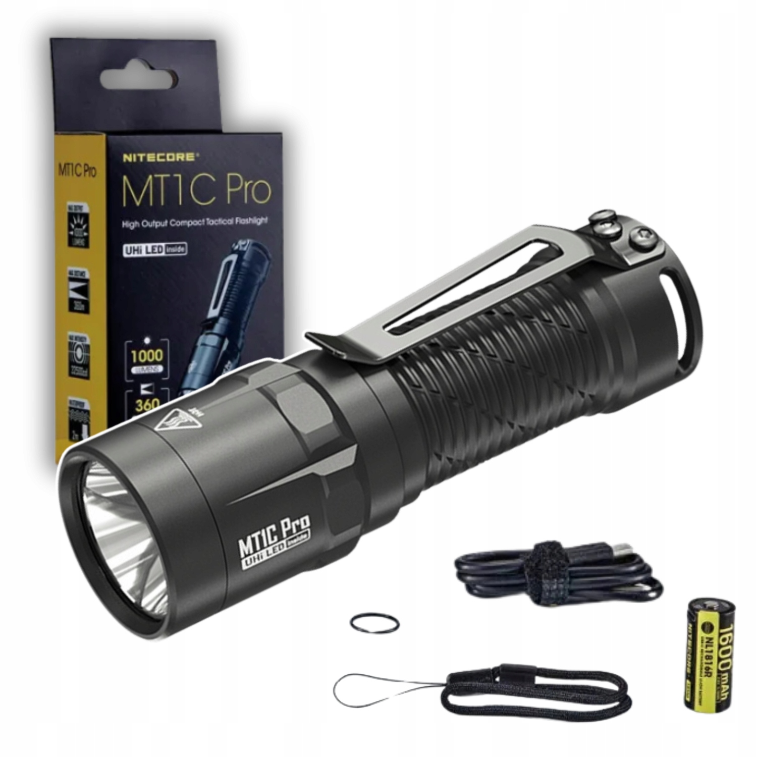 Latarka taktyczna Nitecore MT1C Pro 1000 lumenów Usb C zasięg 360m mocna
