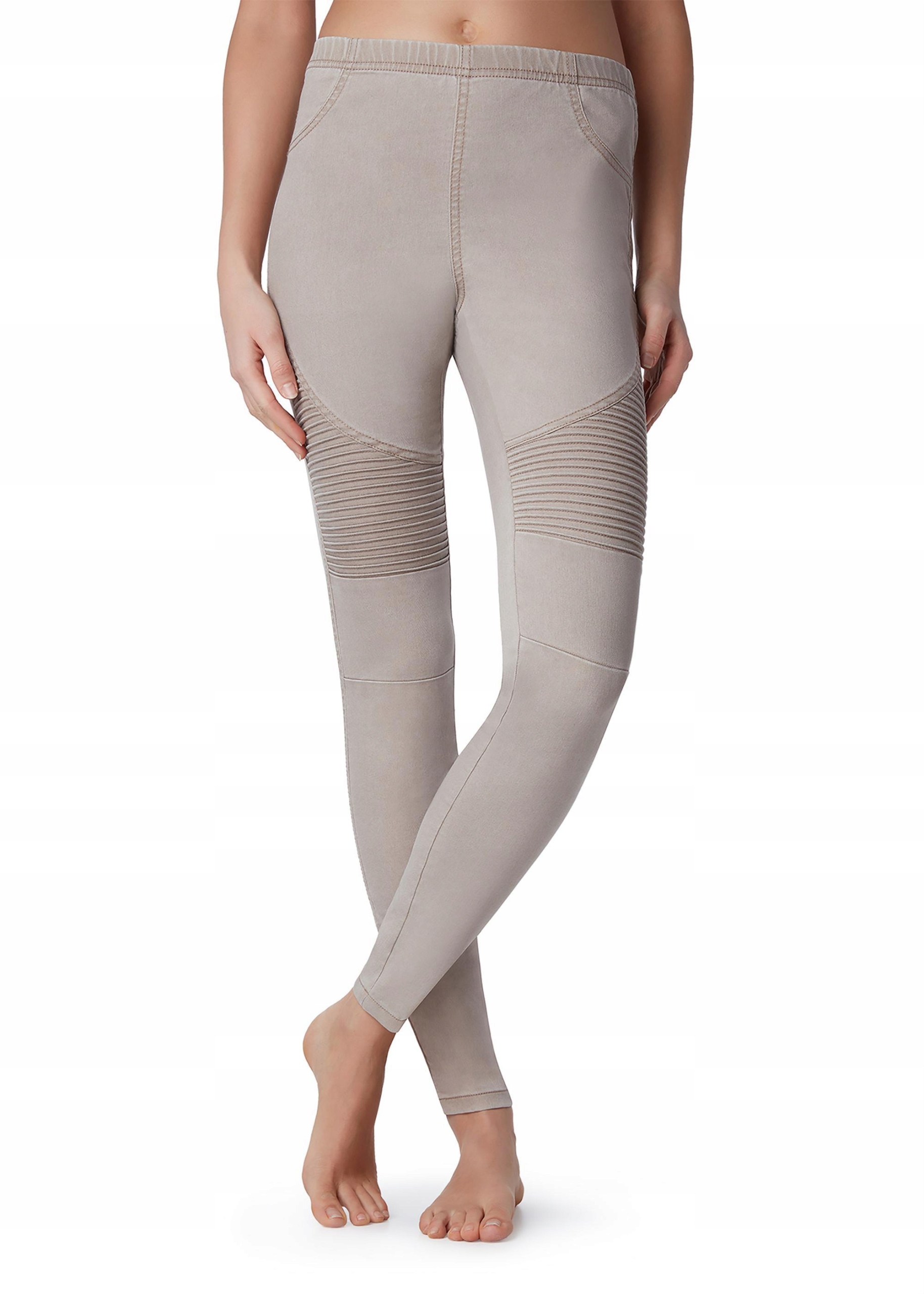 

Calzedonia Legginsy Biker Płótno Bawełna Beż Xs