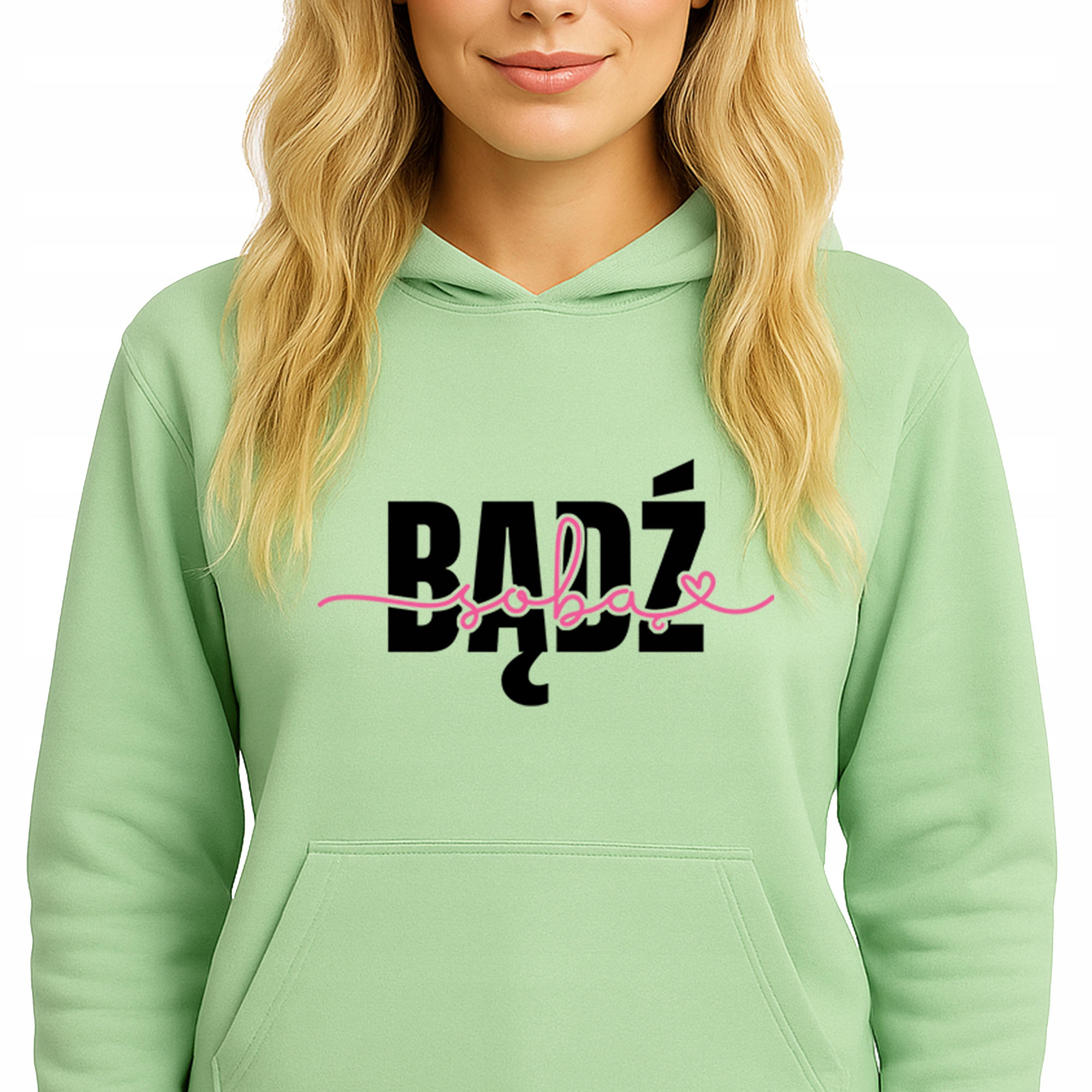 Mikina S Kapucí Zelená Bavlněná Hoodie Módní Buď sám sebou Vel M