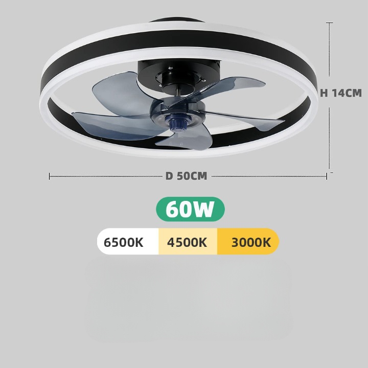 ŻYRANDOL WENTYLATOR SUFITOWY WIATRAK LAMPA LED 60W Długość/wysokość 50 cm