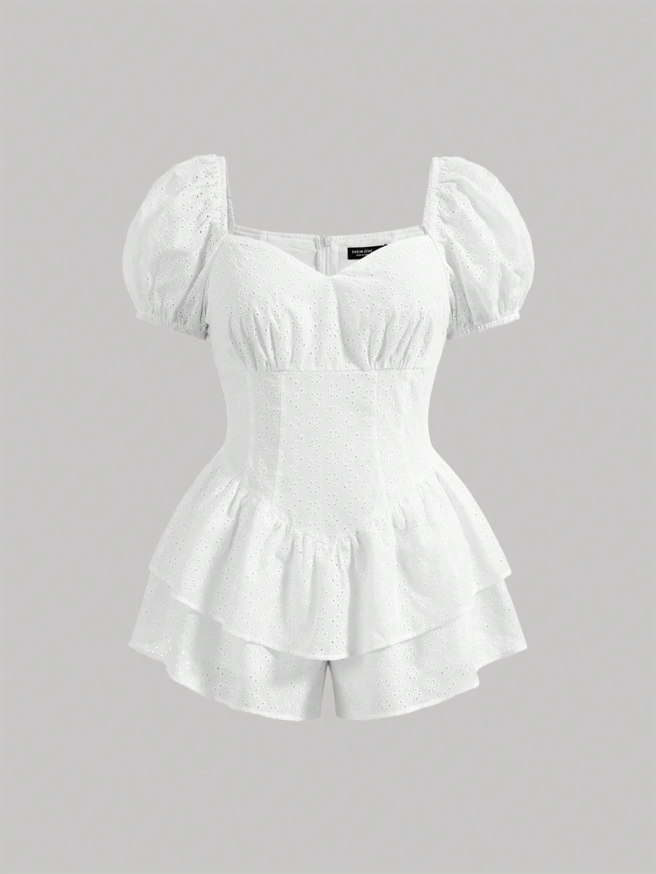 Kombinéza S Bufetovými Rukávy Bílá Casual Shein 4XL 48