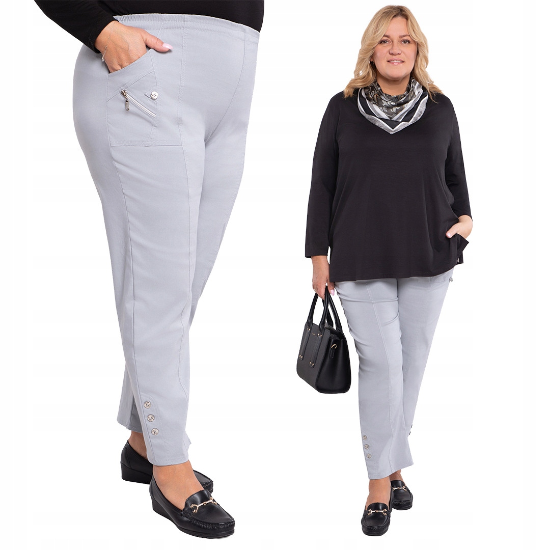 Dlouhé šedé kalhoty s kapsami 54