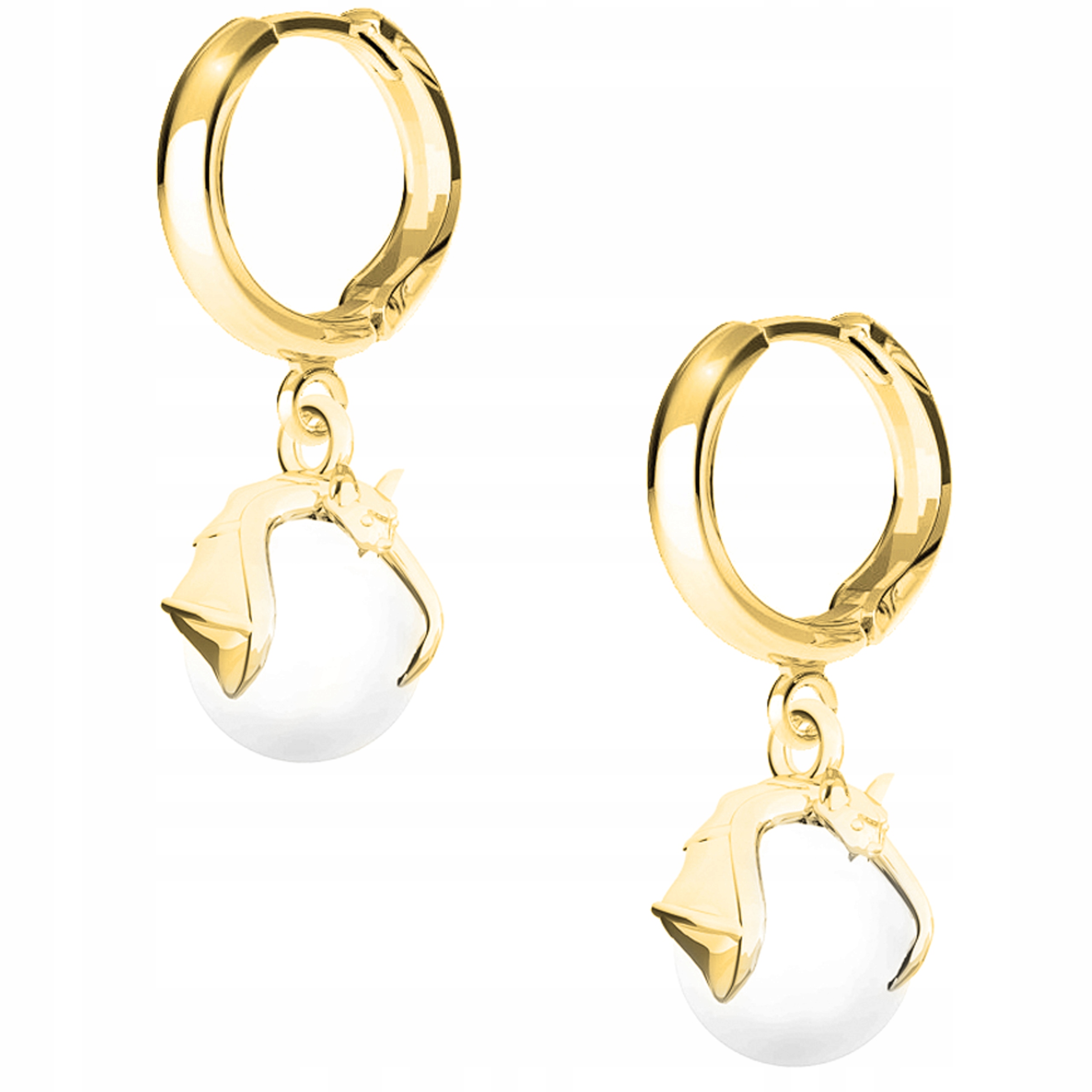 Náušnice zlaté Netopýr Perla 925