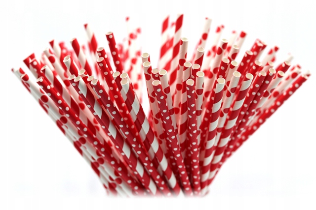 Patyczki Słomki 20cm 6mm do Waty Cukrowej Czerwone miks wzorów 10szt.