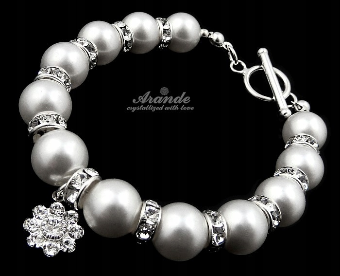 Krystaly Krásný náramek White Crystal Stříbro