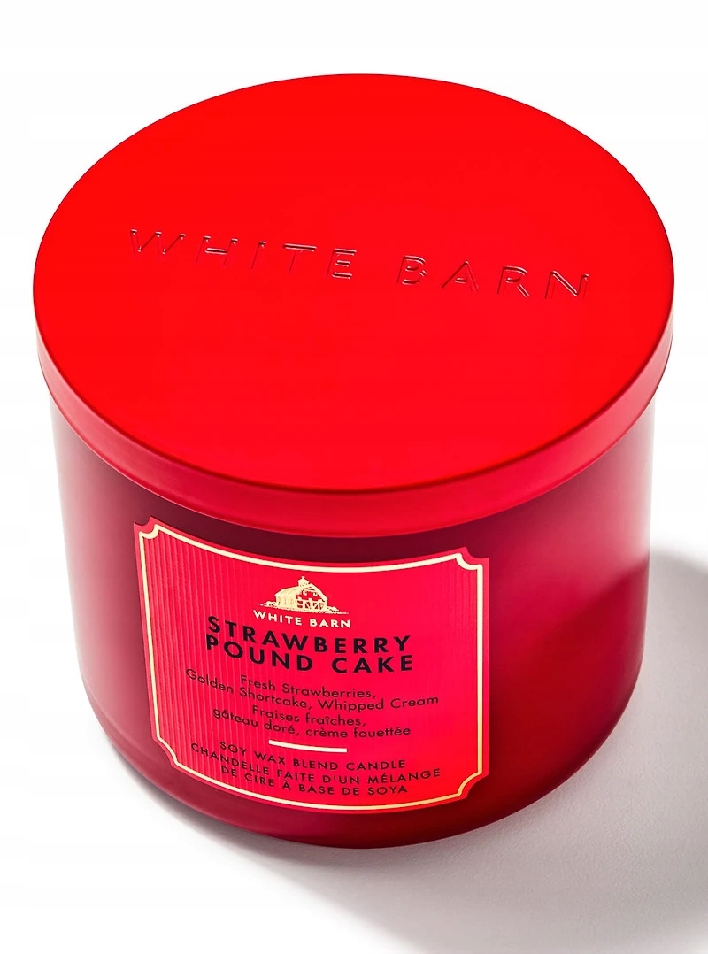 Bath & Body Works sójová svíčka Strawberry Pound Cake 3-KNOTOVÁ