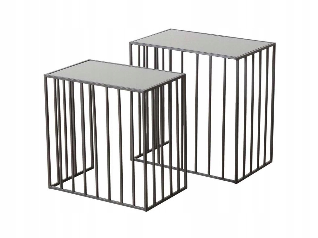 Kovové stolky do obývacího pokoje Joris, zrcadlová deska, 2 ks