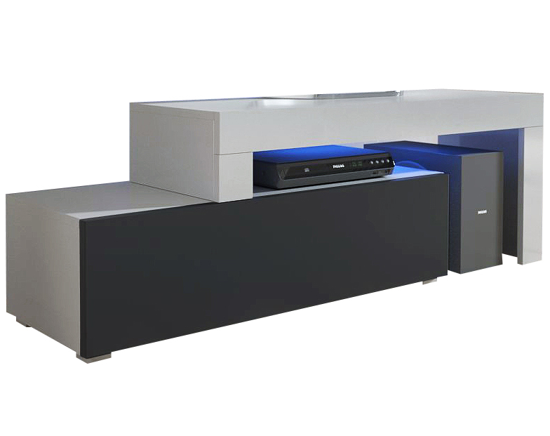 

Komoda Szafka Rtv Rozsuwana 108-200 biały mat Led