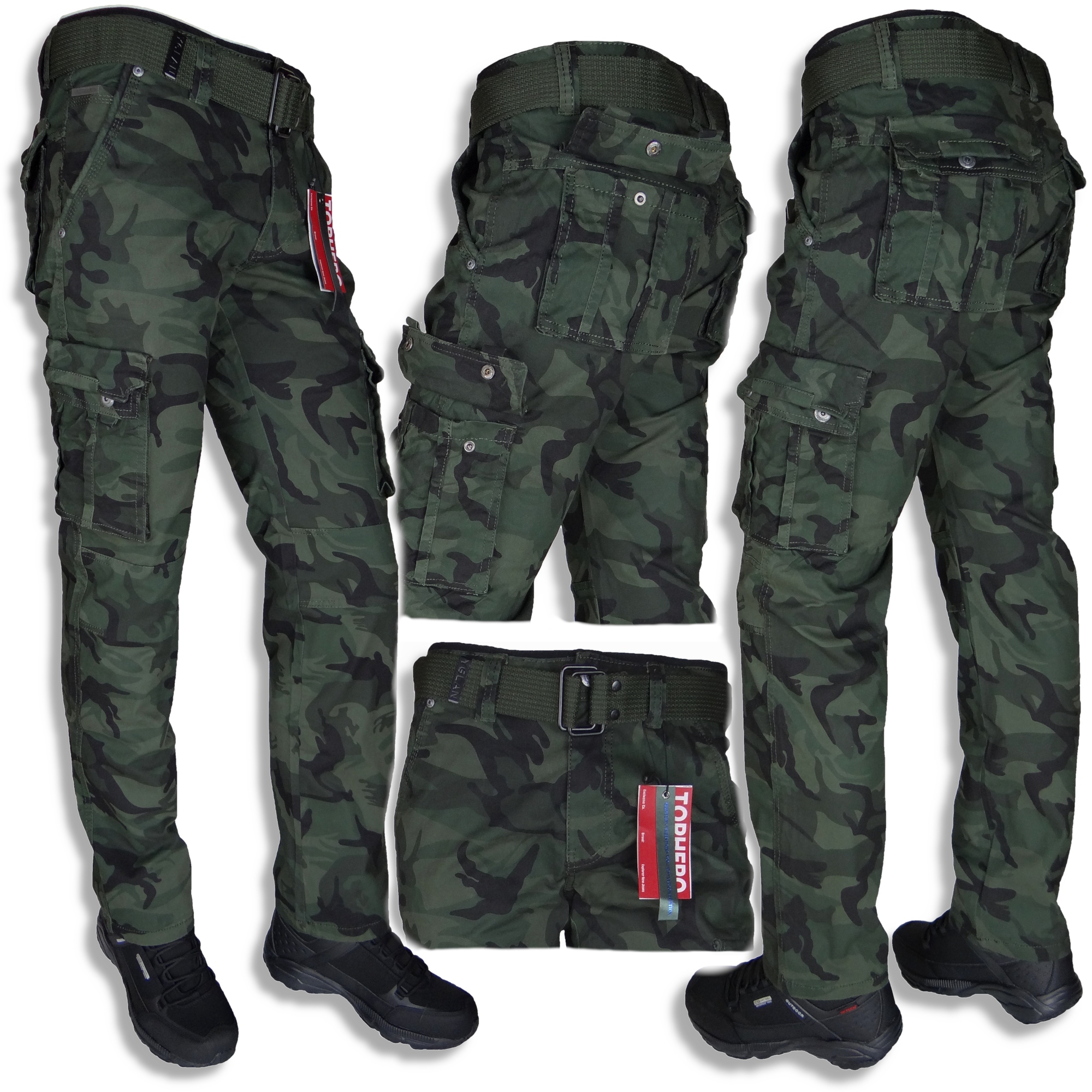 

Spodnie Bojówki Zielone Moro Stretch 87cm r32 #70