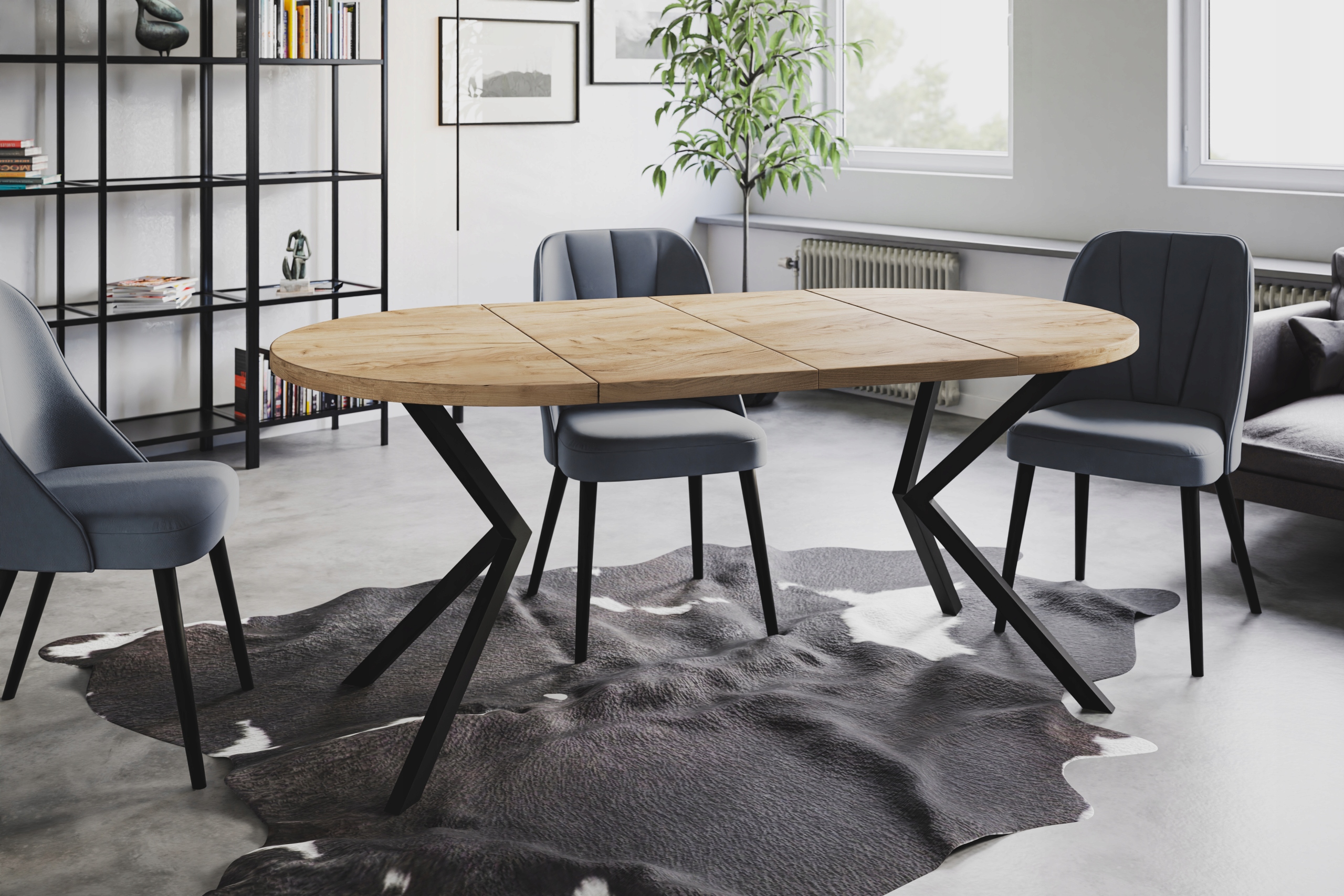 Stół rozkładany loft okrągły 100/180 LITE Grubość blatu 3.6 cm