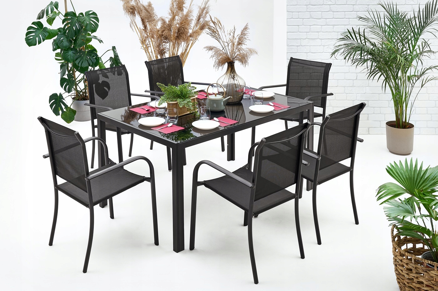 KOMPLET ZESTAW MEBLE OGRODOWE NA ZEWNATRZ 6+1 STÓŁ Producent MAT-COMPANY