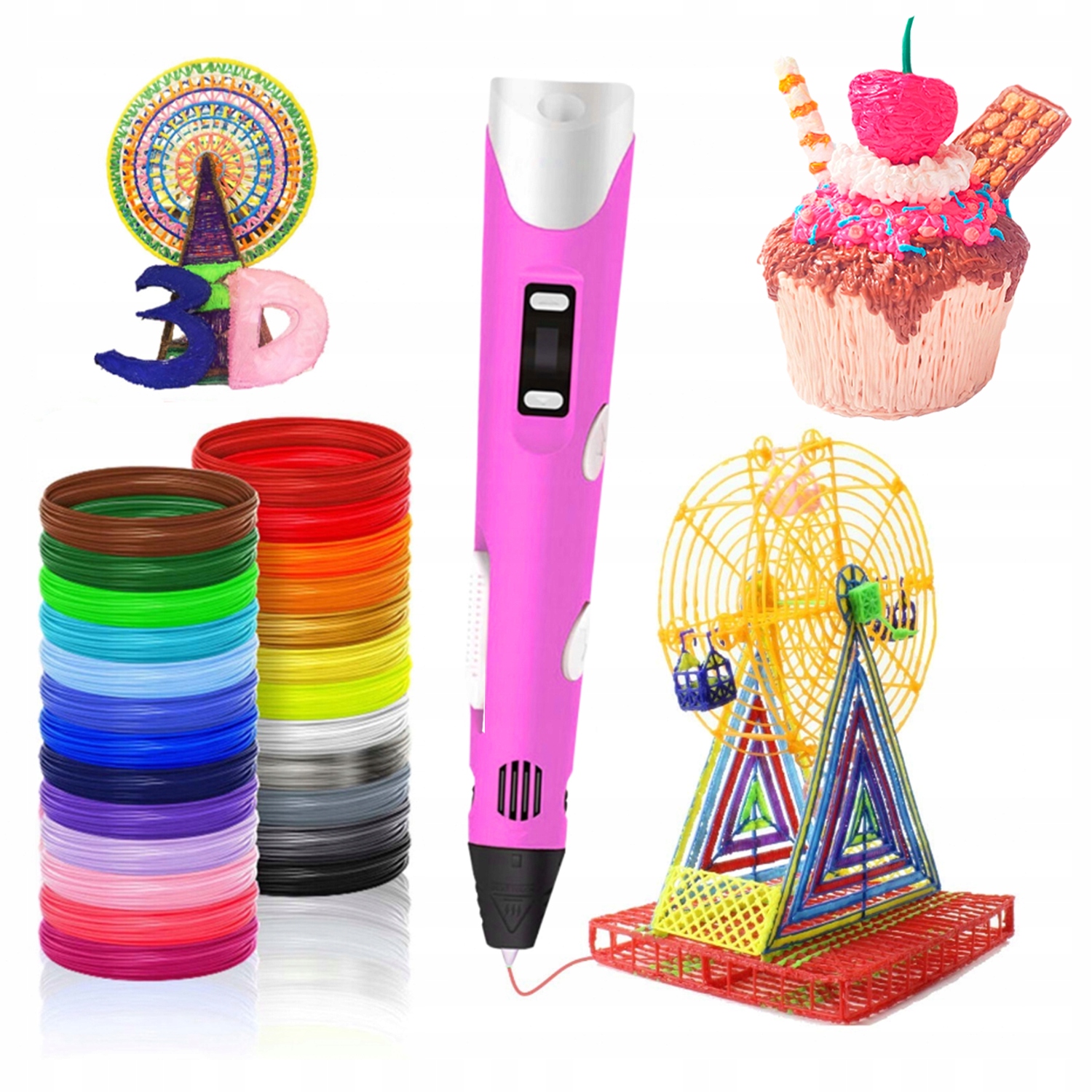 ZESTAW DŁUGOPIS DRUKARKA 3D +SZABLONY +WKŁADY 200M Model 3D PEN 2023