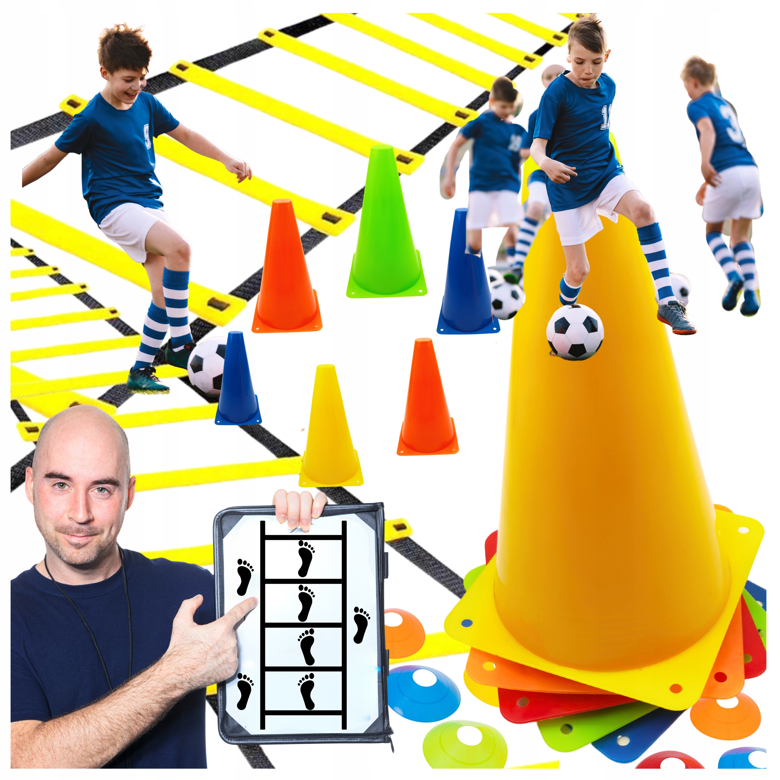 Profesjonalny Zestaw Piłkarski Drabinka Treningowa Pachołki Koordynacyjna