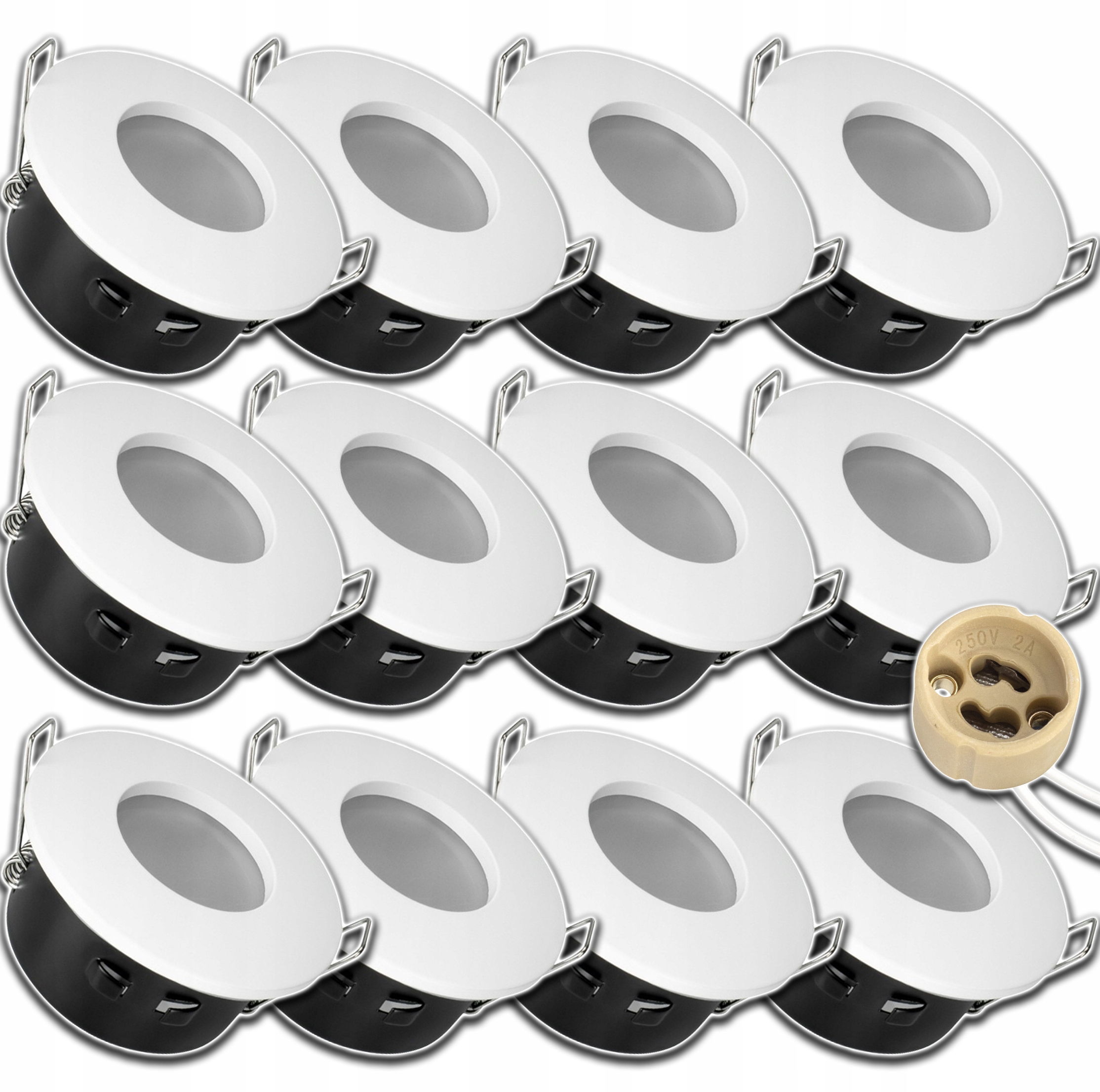 12xVODOTĚSNÉ Hermetické Stropní Svítidlo Halogen Zásuvka GU10