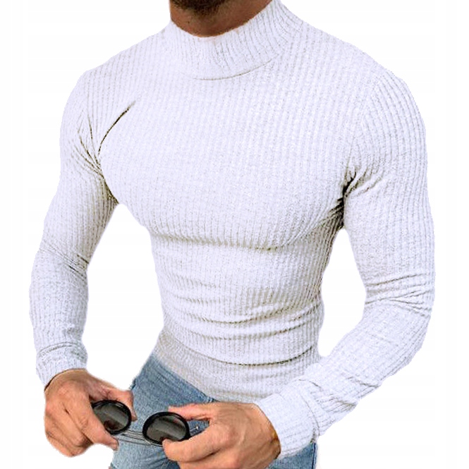 Pánský svetr rolák Slim fit Atletický Pružný žebrovaný