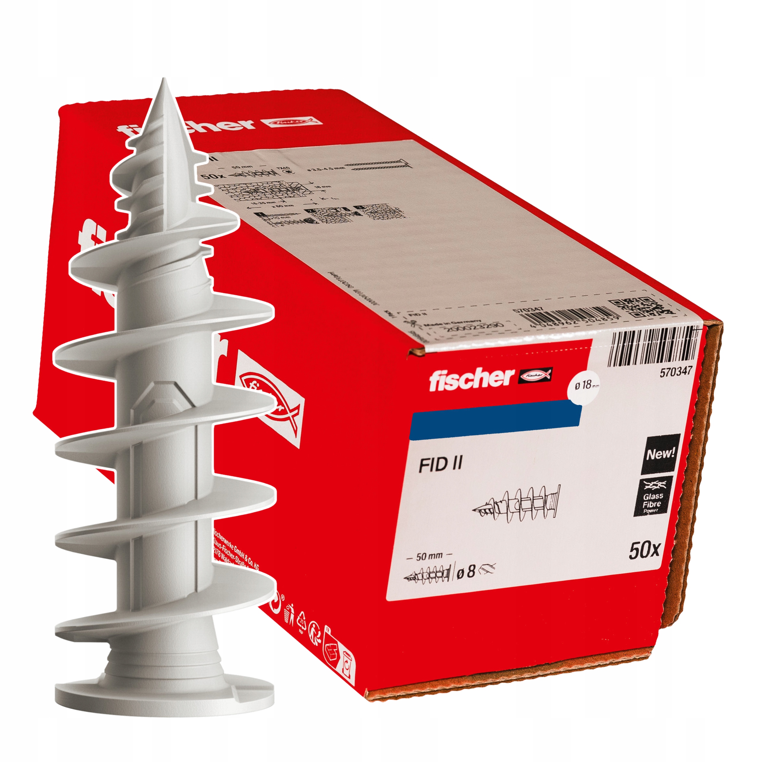 Fid II 50 kołek ślimak do styropianu mocowania w izolacji fischer 50szt.