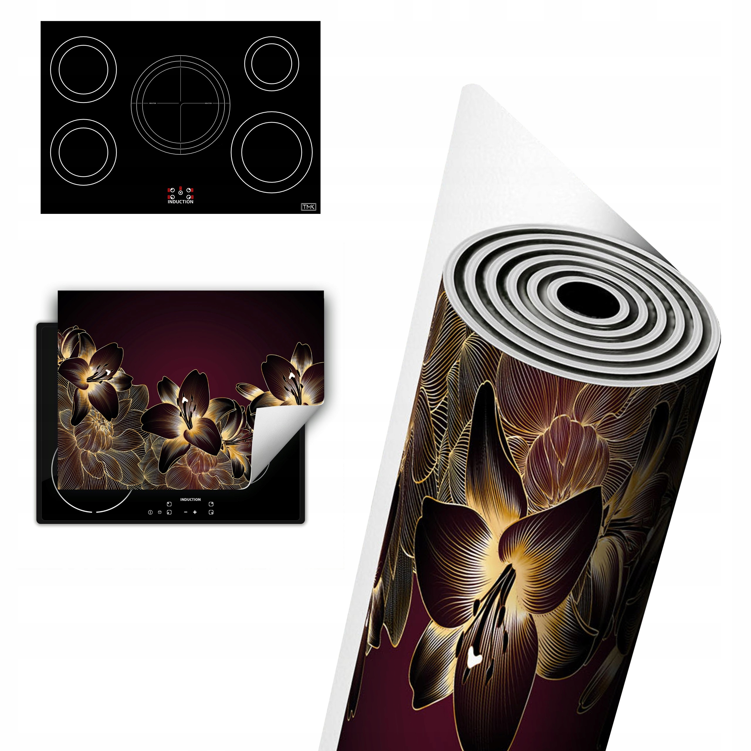 Vinylová Ochranná Deska Na Indukci 80x52 Orchidej květy