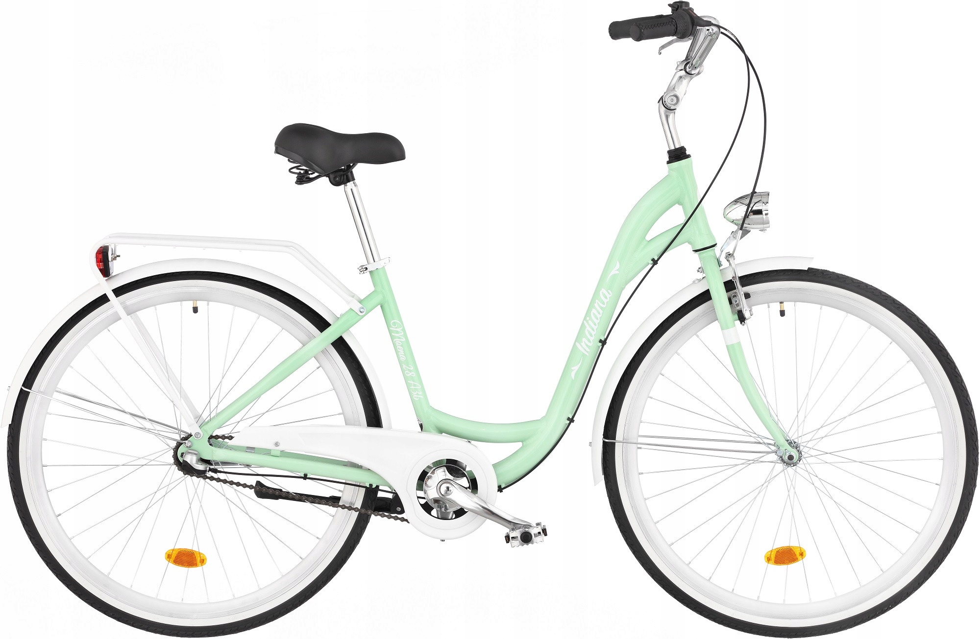 Rower miejski Indiana Moena A3B 28 cali damski Miętowo-biały