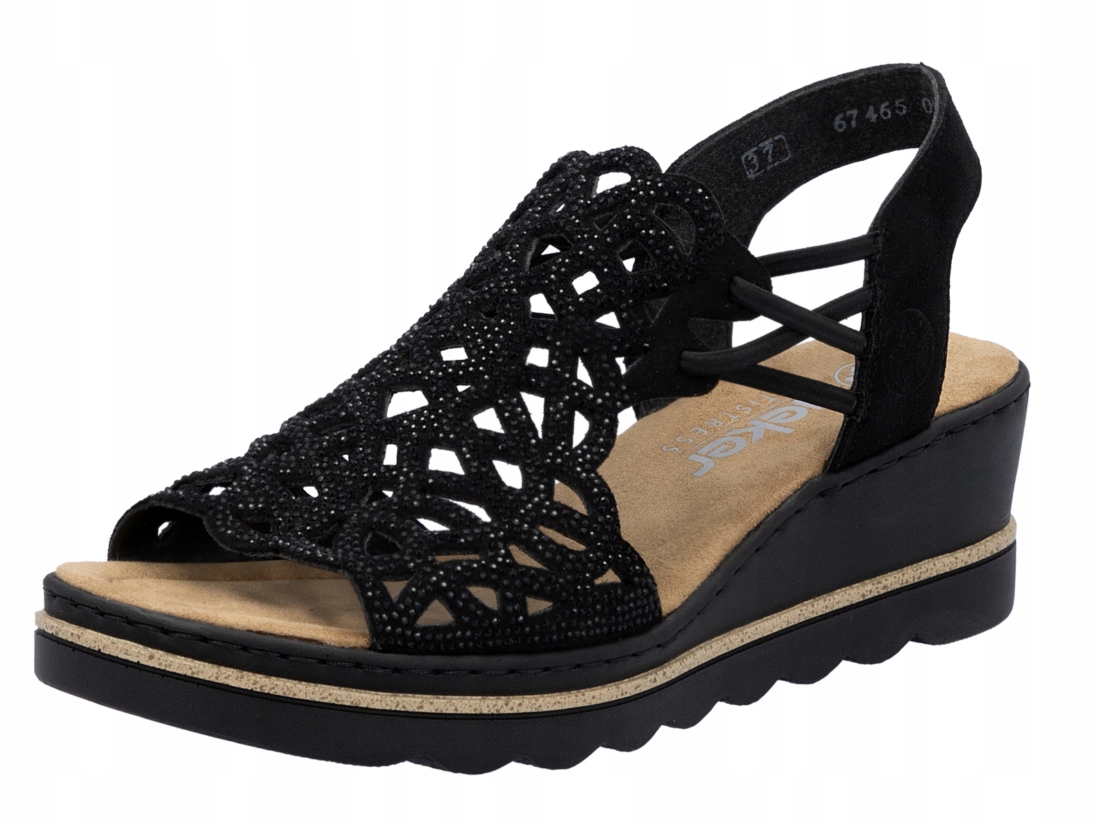 Rieker 67465-00 vel.38 černé sandály na klínku