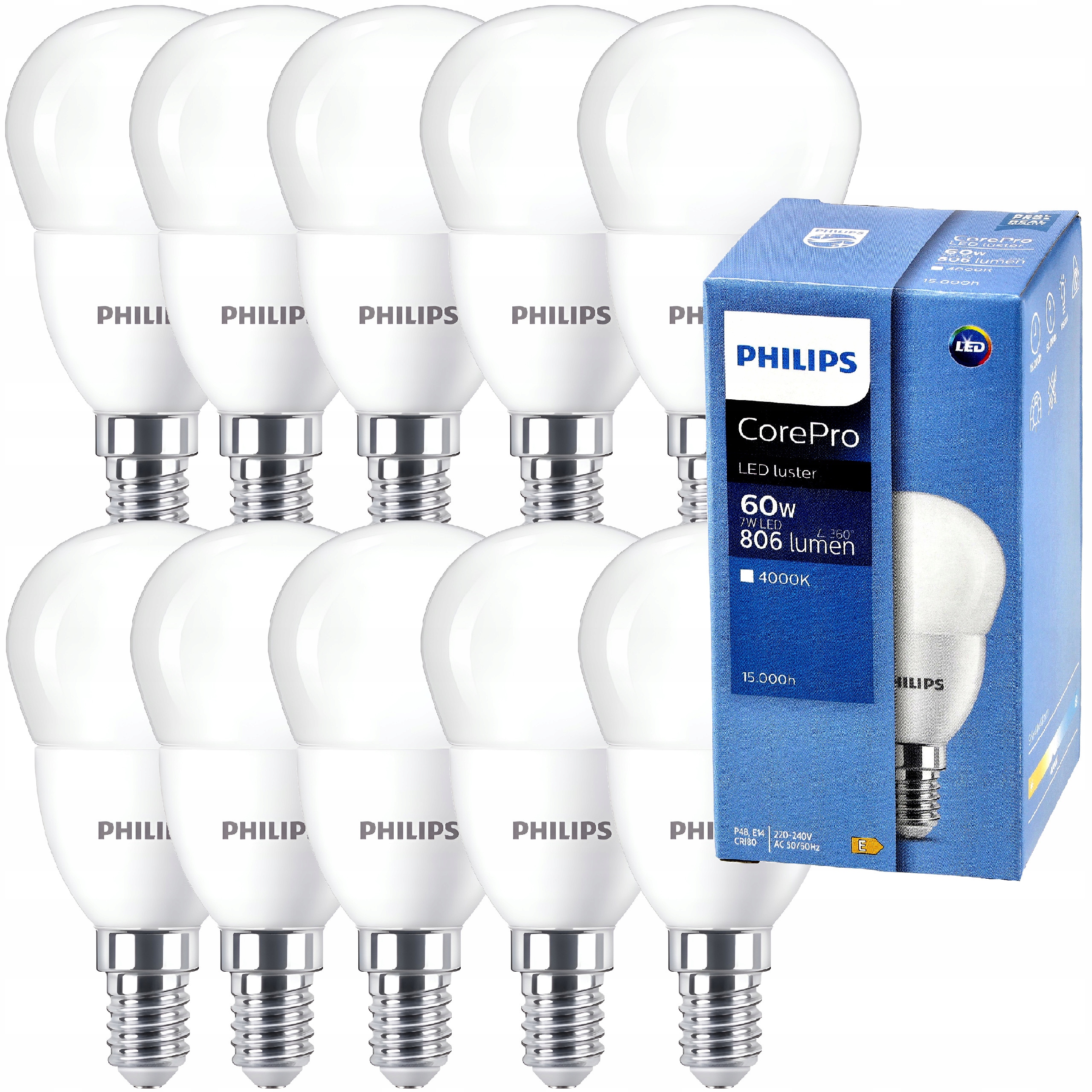 Philips Led žárovka E14 7W 60W 806lm 115lm/W 4000K EyeComfort CorePro 10x
