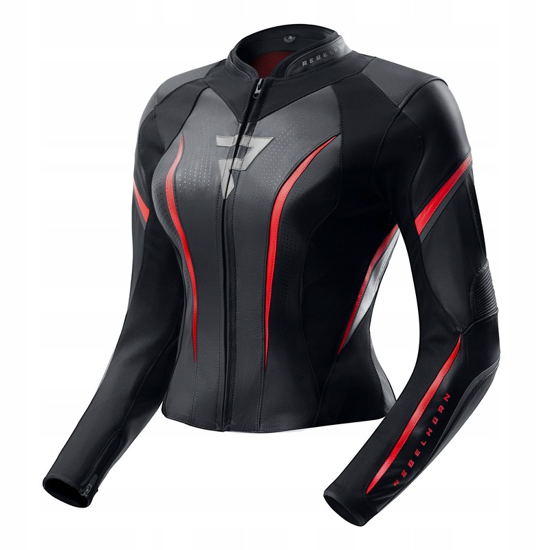 Dámska Kožená Motocyklová Bunda Rebelhorn Diva St Black Red White W34