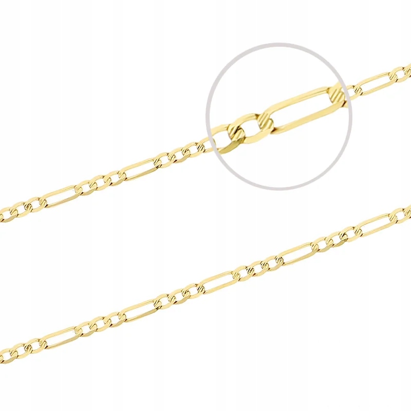 Řetízek s vazbou Figaro zlato 585 R45 ideální jako dárek Svaté Přijímání 1.47 g