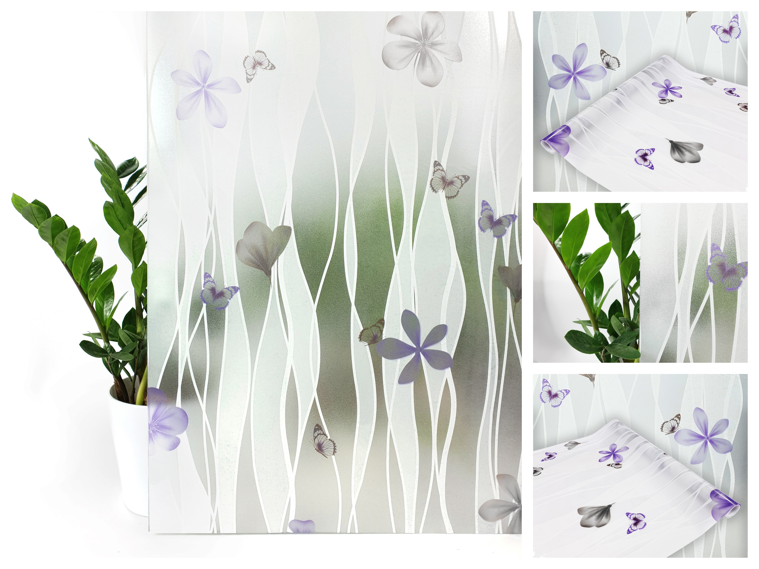 Okenná fólia na sklá, bez lepidla, vzor motýľa na viacnásobné použitie, 67,5 cm