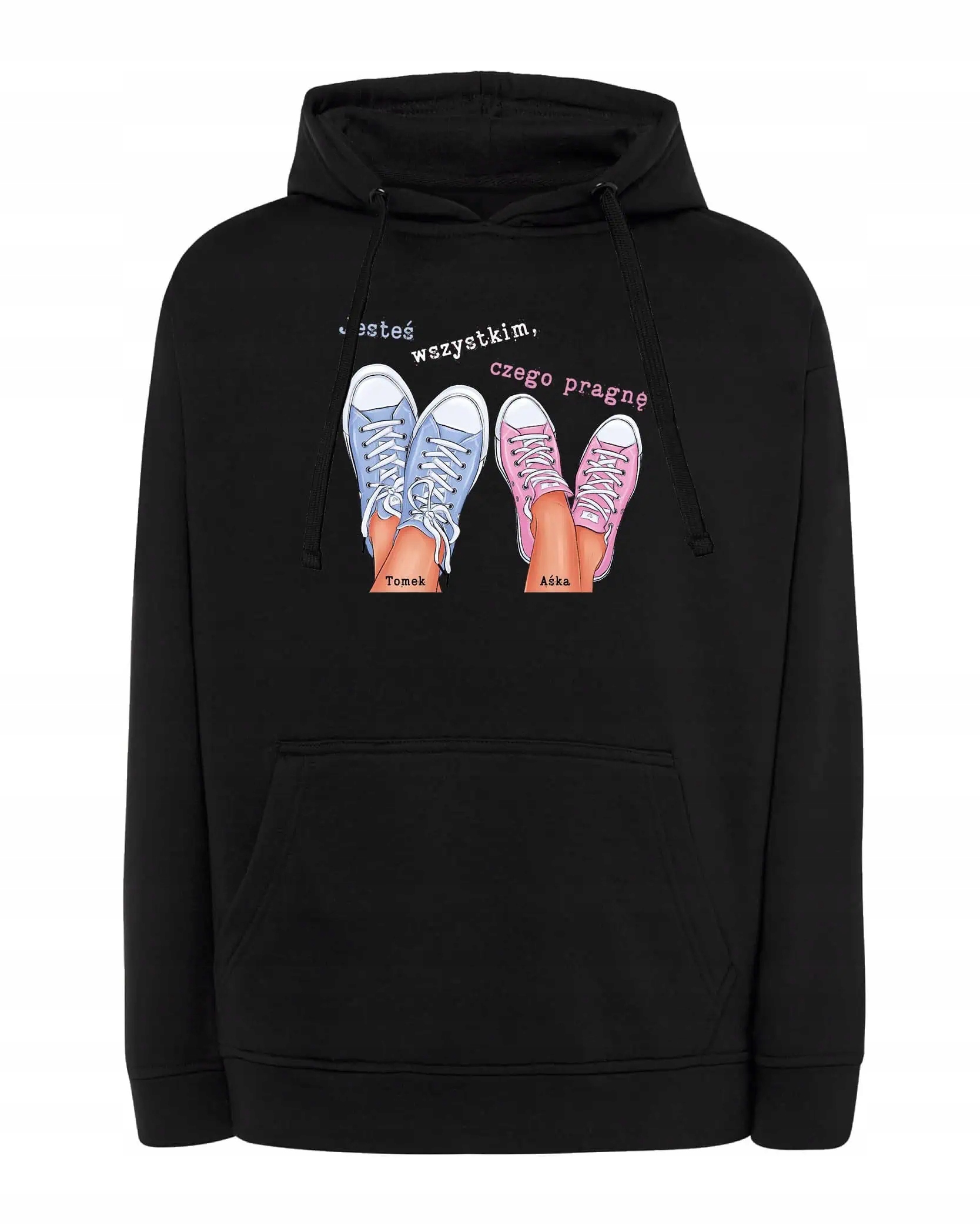 Mikina s kapucí pro páry Personalizovaný Valentýn Láska Černá XL