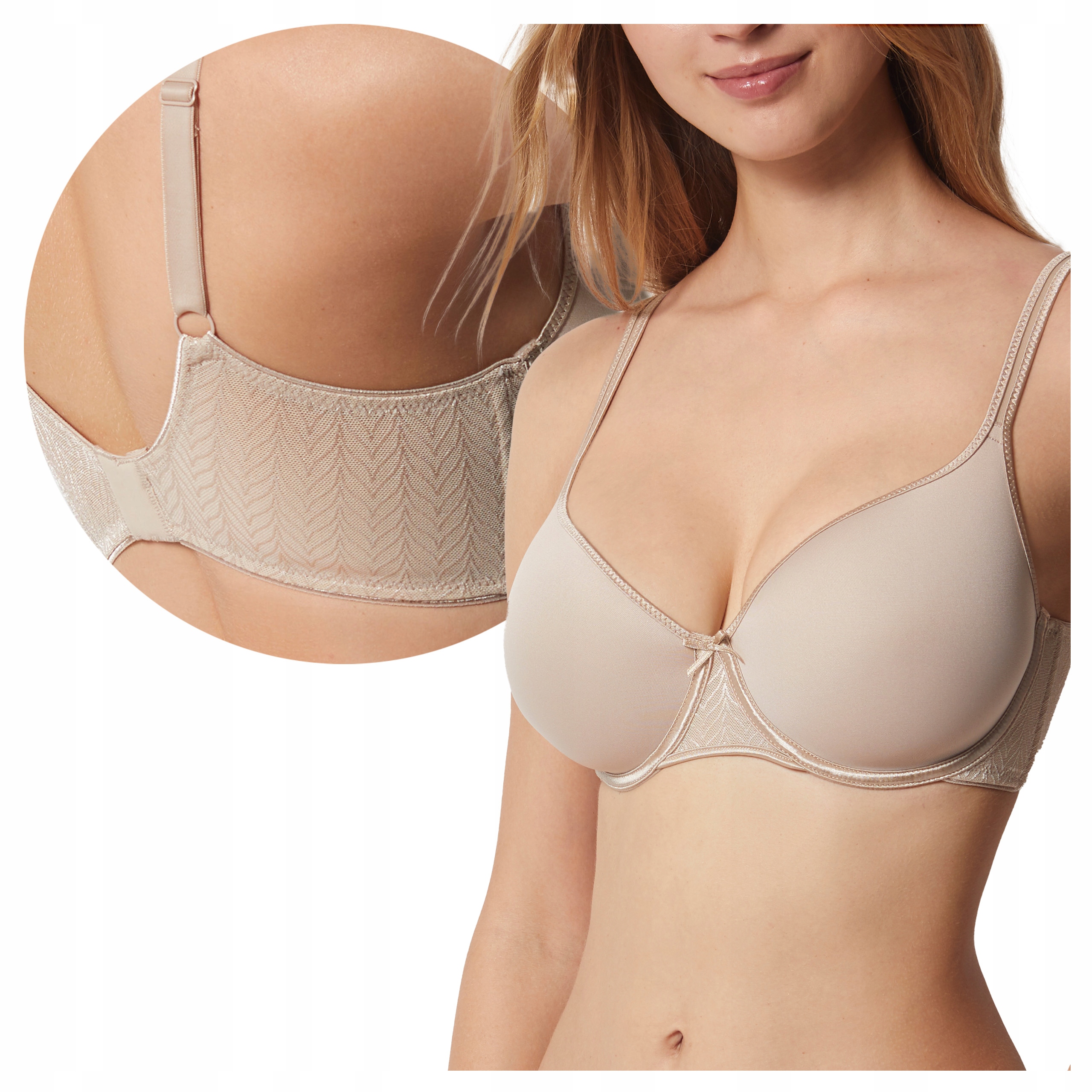 Hladká podprsenka s lehkým zpevněním na kosticích Fabiola Béžová 85C