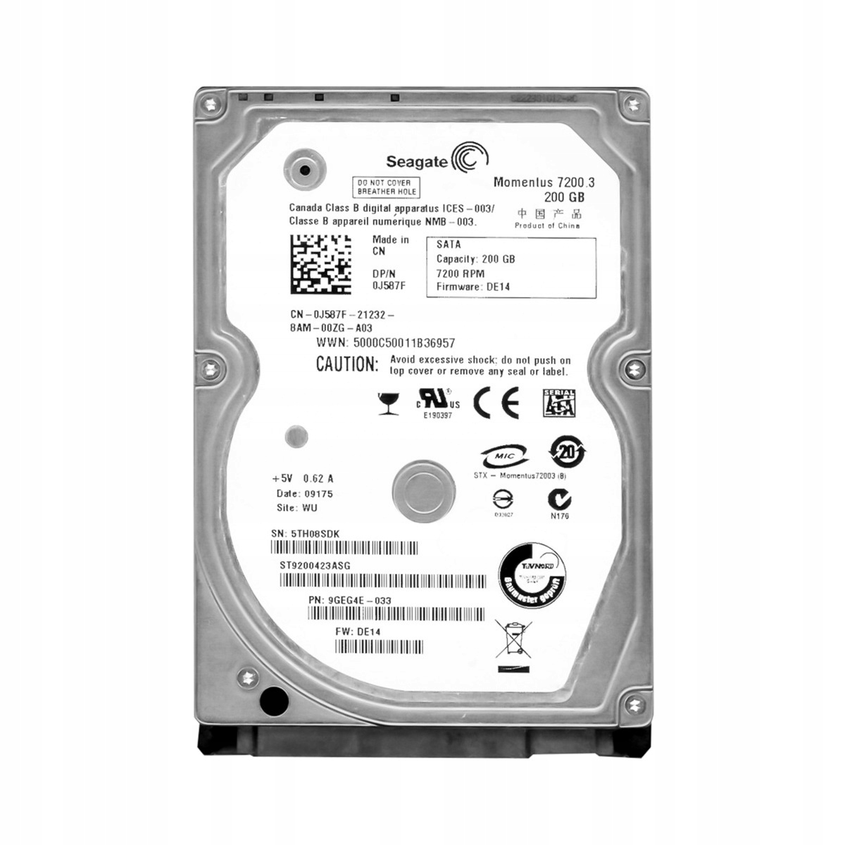 Seagate Moment 200GB 7.2K 16MB Sata II 2.5'' ST9200423ASG