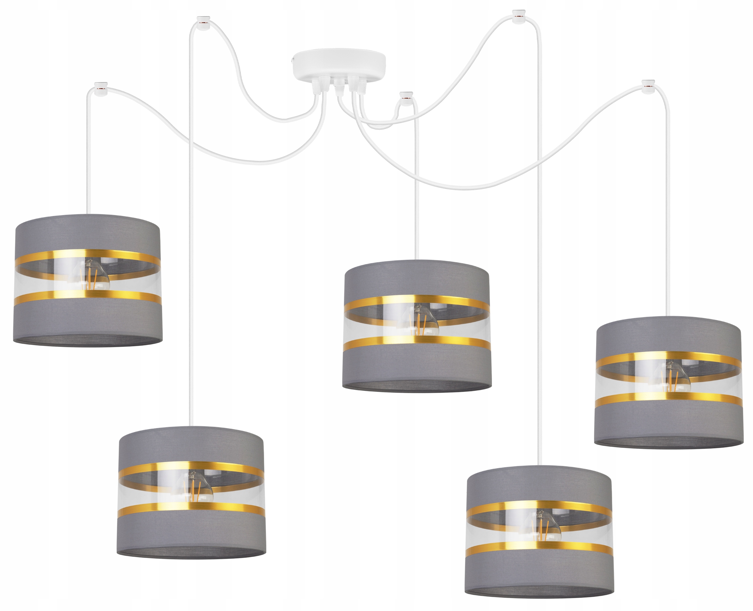 Závesná Stropná Lampa Pavúk Luster Tienidlo Glamour Sivá Zlatá Loft