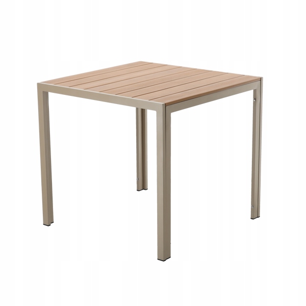 Záhradný Stôl Aluminiový Béžový 80 x 80 x 73 CM Stolík Na Terasu Balkon