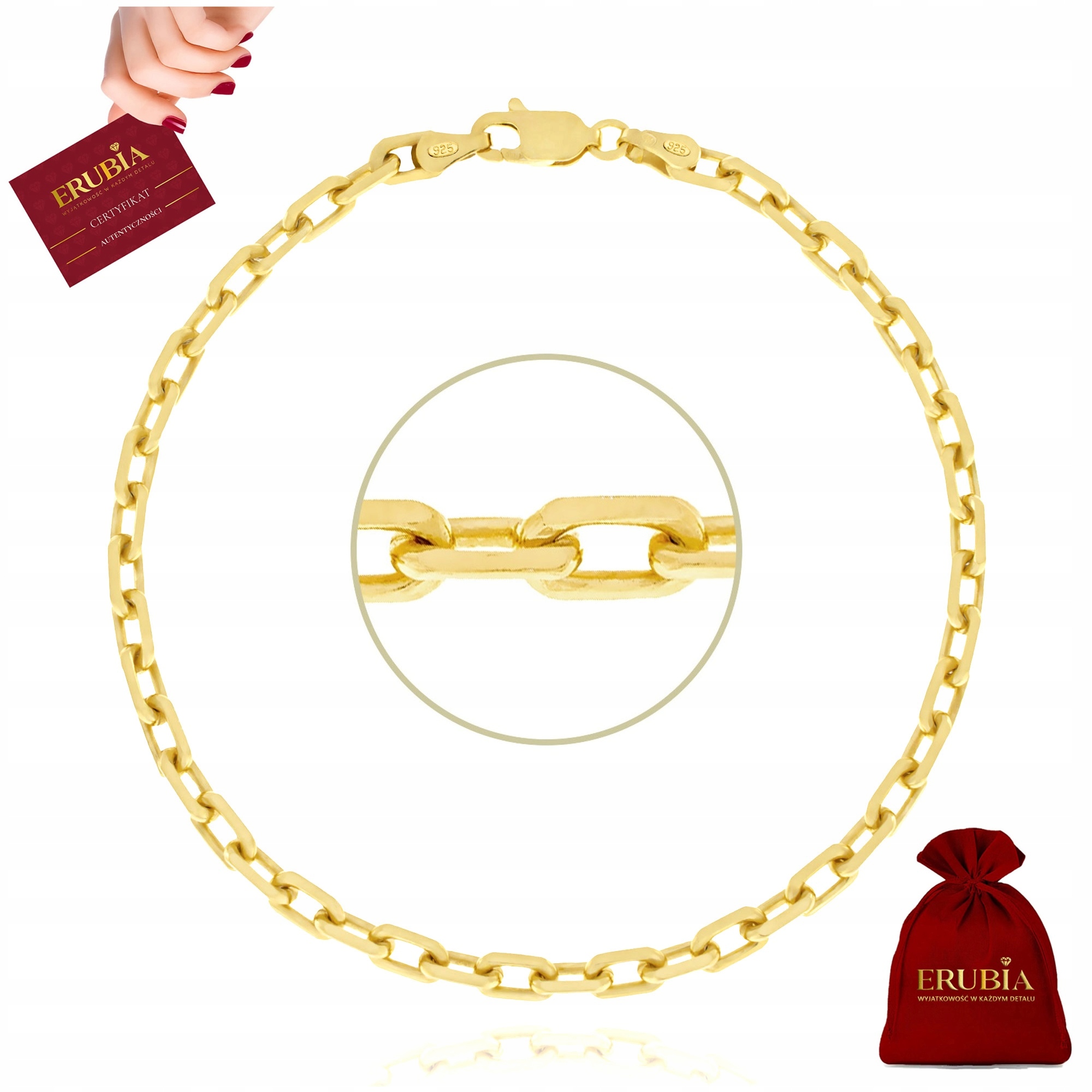 Silný Dámský Náramek Ankr Stříbro 925, Diamantově Broušený 21cm/3,5mm Dárek