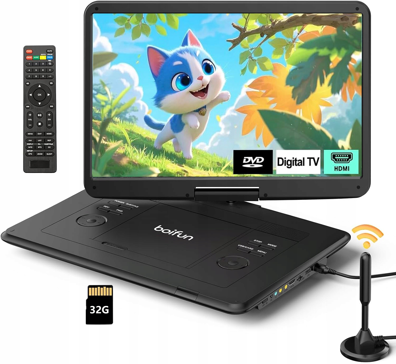 Přenosný DVD přehrávač s vestavěným televizorem Vestavěný tuner Atsc a Fm