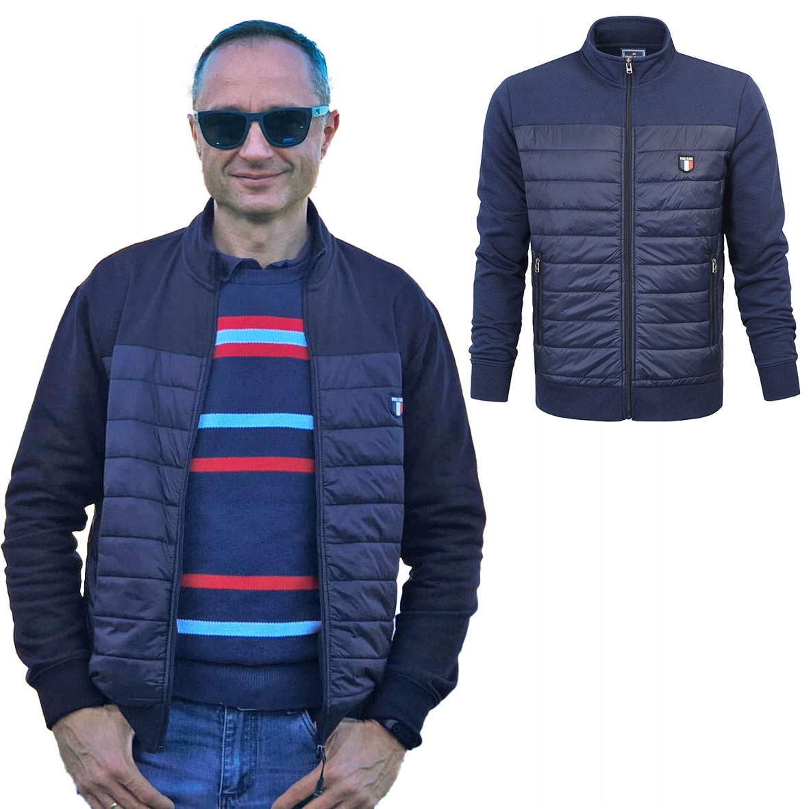 pánská mikina Přechodová bunda prošívaná Bez Kapuce Tmavě Modrá Pako Jeans