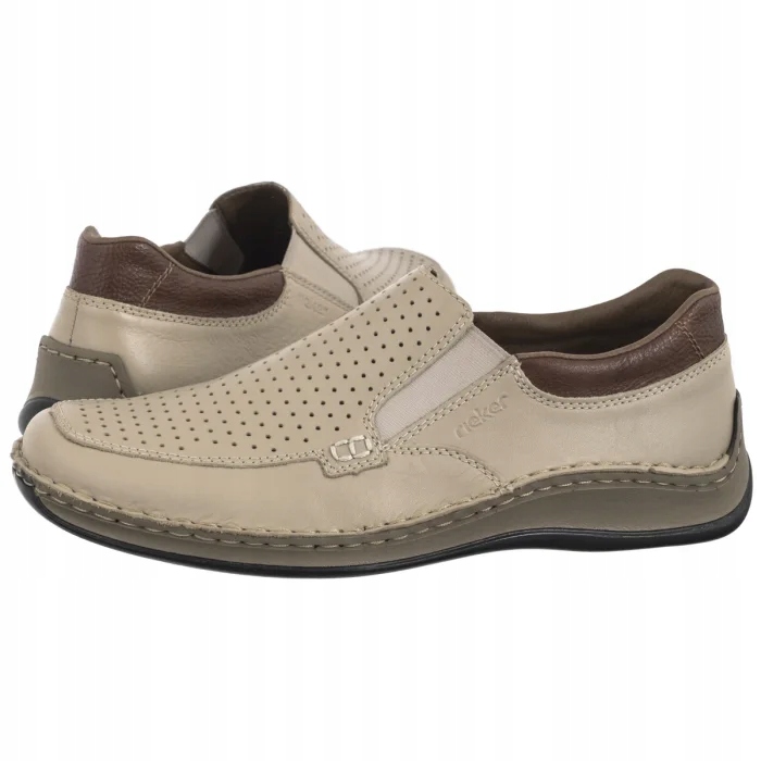 Pánské kožené mokasíny Rieker béžové 05293-60 béžové