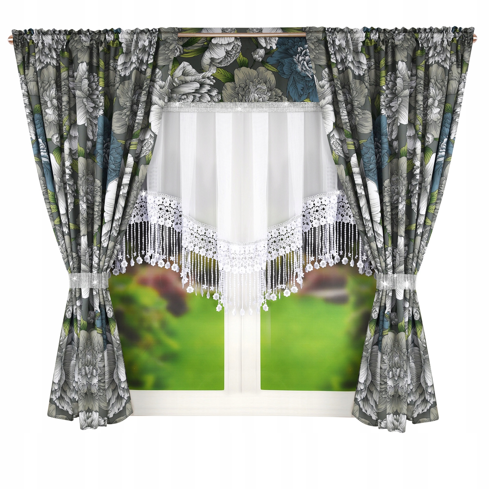 Zestaw Firan 430 X 160 CM Z Zasłonami