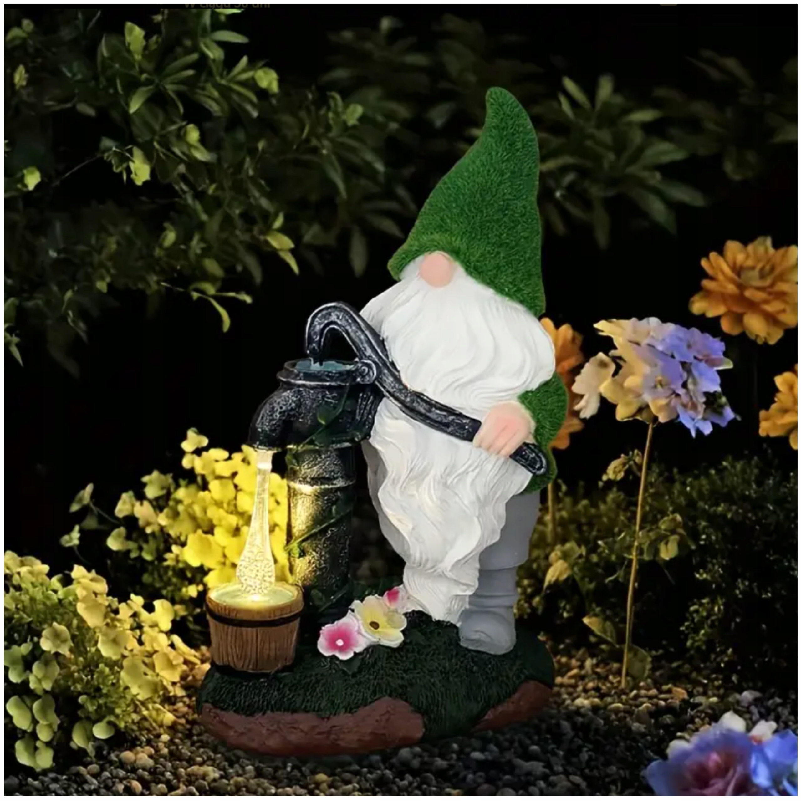 Krasnal Ogrodowy Figurka Dekoracyjna 29CM Lampa Solarna Wodoodporna Lampka