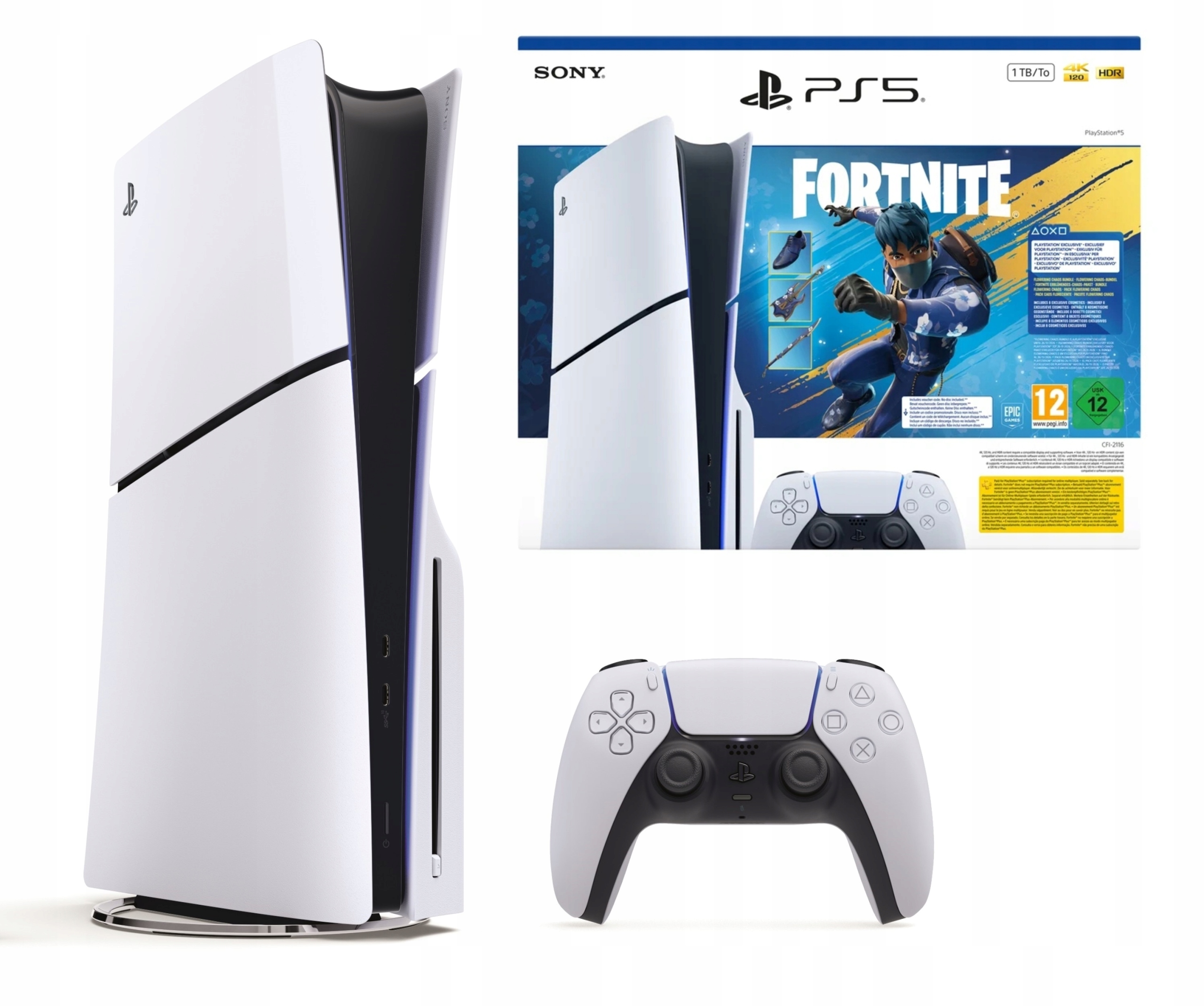 PS5 |Konzola Sony PlayStation 5 Slim s balíkom Fortnite Rozkvitnutý chaos