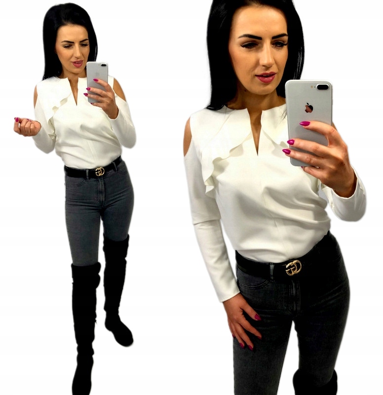 Košilka s volánkem a holým ramenem, velikost L