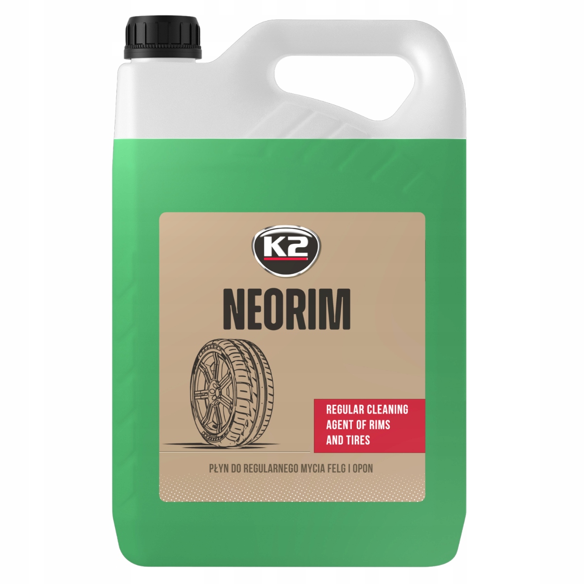 K2 Neorim 5L płyn do mycia felg, czyszczenia opon, neonowy kolor,bezpieczny